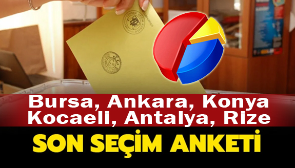 Bursa, Ankara, Konya, Kocaeli, Antalya, Rize anket sonucu