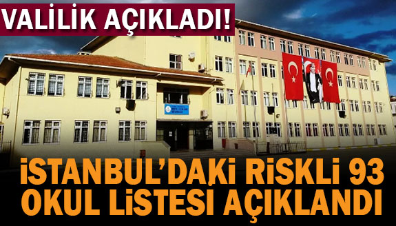 Valilik İstanbul'daki riskli okullar listesini açıkladı